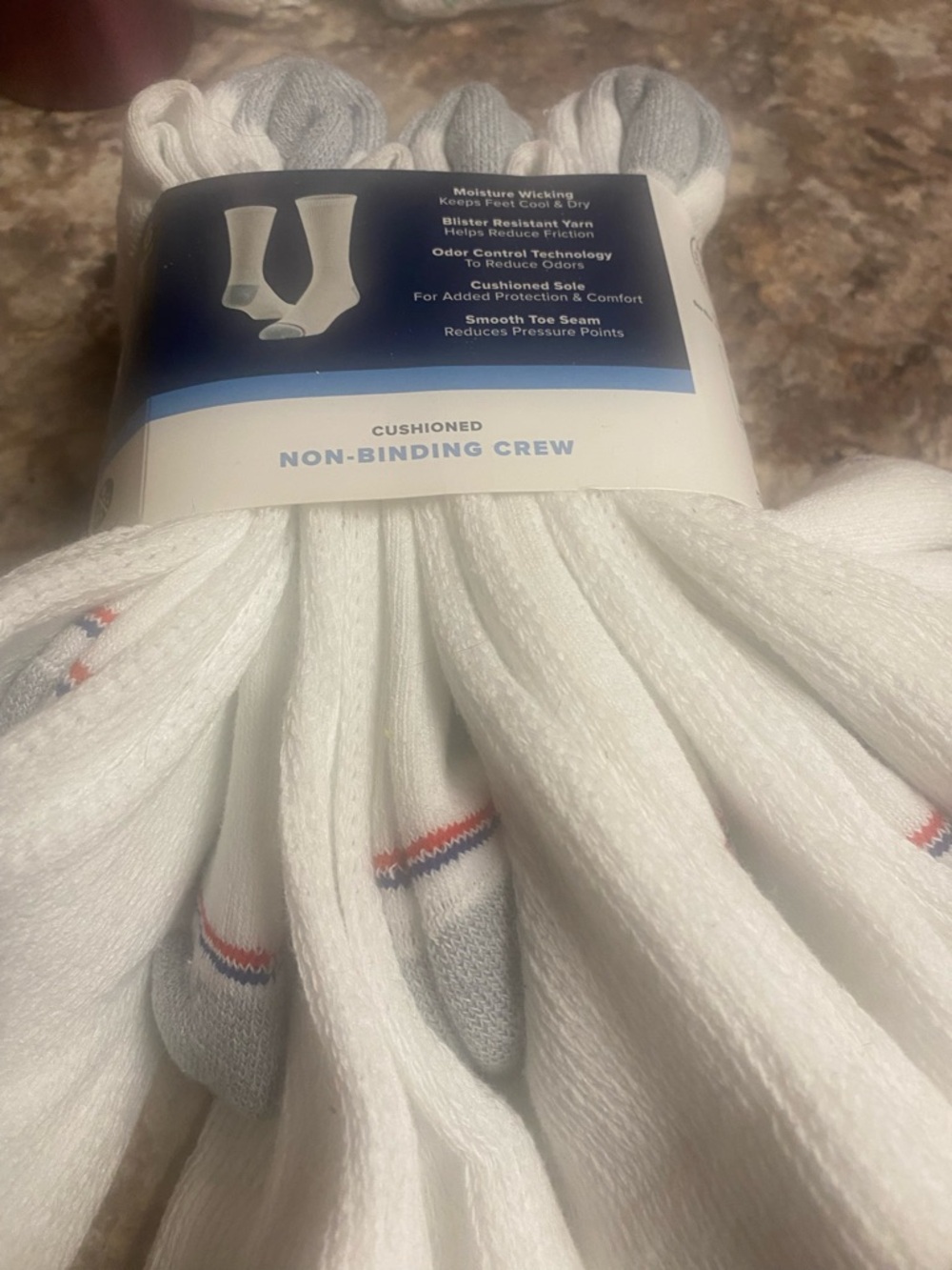 White Cushioned Non-Binding Crew Socks - Pack of 6 - Picture 2 of 6
